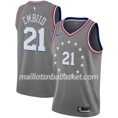 Maillot Homme Philadelphia 76ers Joel Embiid 21 2018-19 Nike City Edition Gris Swingman Maillot Homme Philadelphia 76ers Joel Embiid 21 2018-19 Nike City Edition Gris Swingman